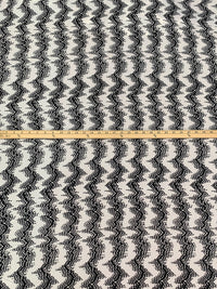 Off-White/Black 100% Polyester Vertical Waveform Print Crepe de Chine 57W