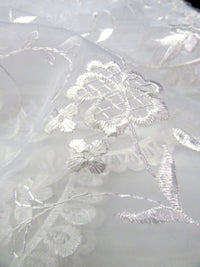 Ghost White 100% Polyester Embroidered Scalloped Single Border Floral Design Organza 58W