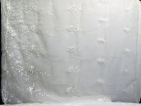 Ghost White 100% Polyester Embroidered Scalloped Single Border Floral Design Organza 58W