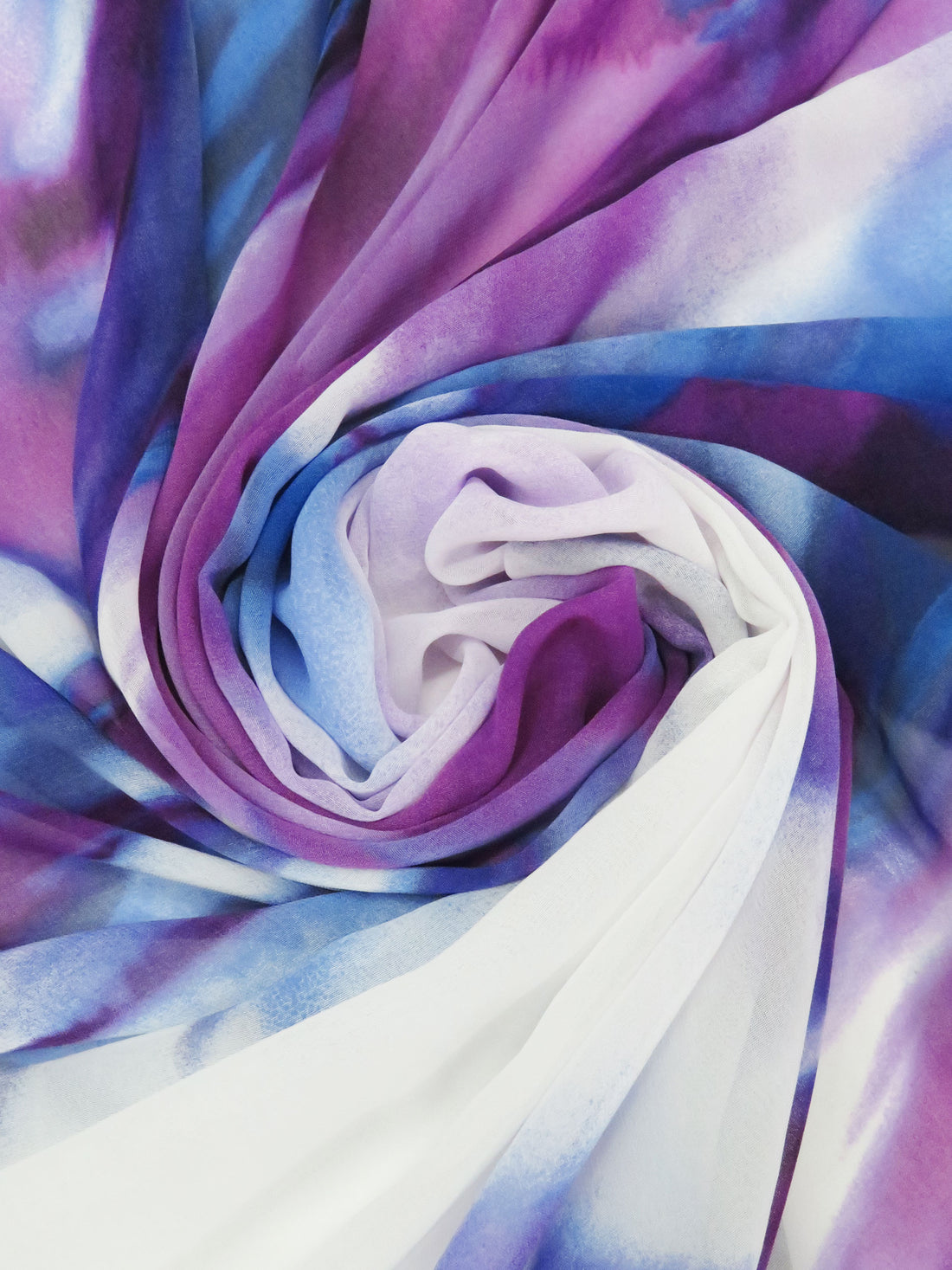 Prussian Blue/Pansy Purple/Smoked Lavender/Multi 100% Polyester Large Wisp Print Chiffon 57W