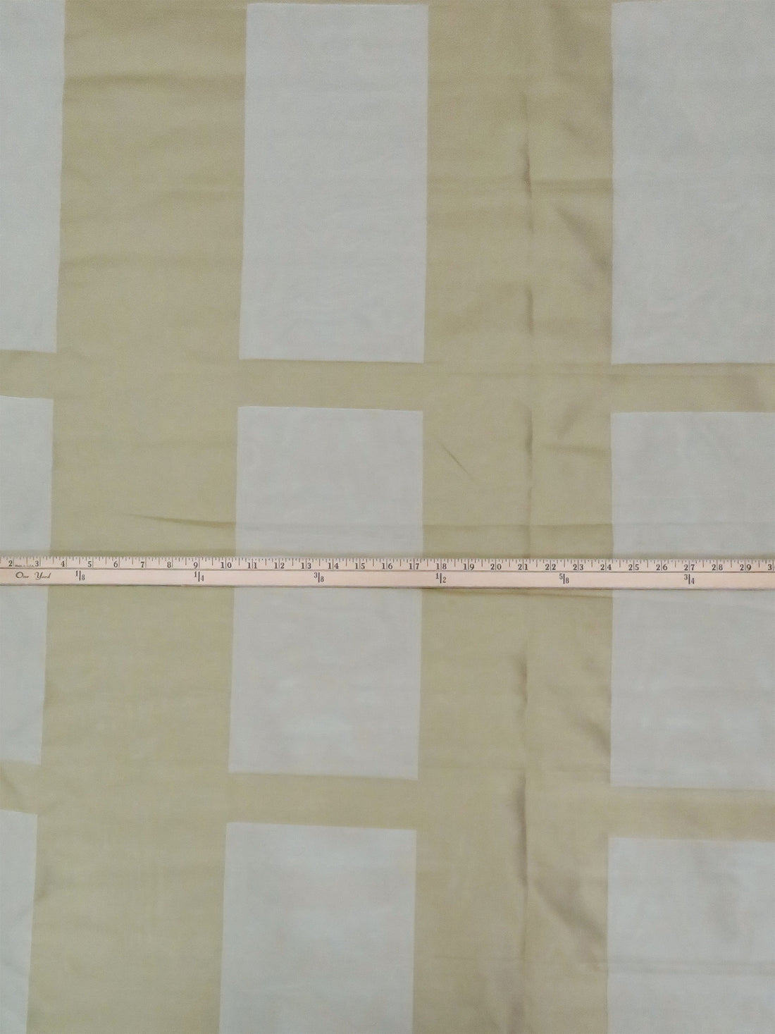Bronze Sage/Dusty Parchment 100% Silk Large Geometric Double Weave Organza 55W