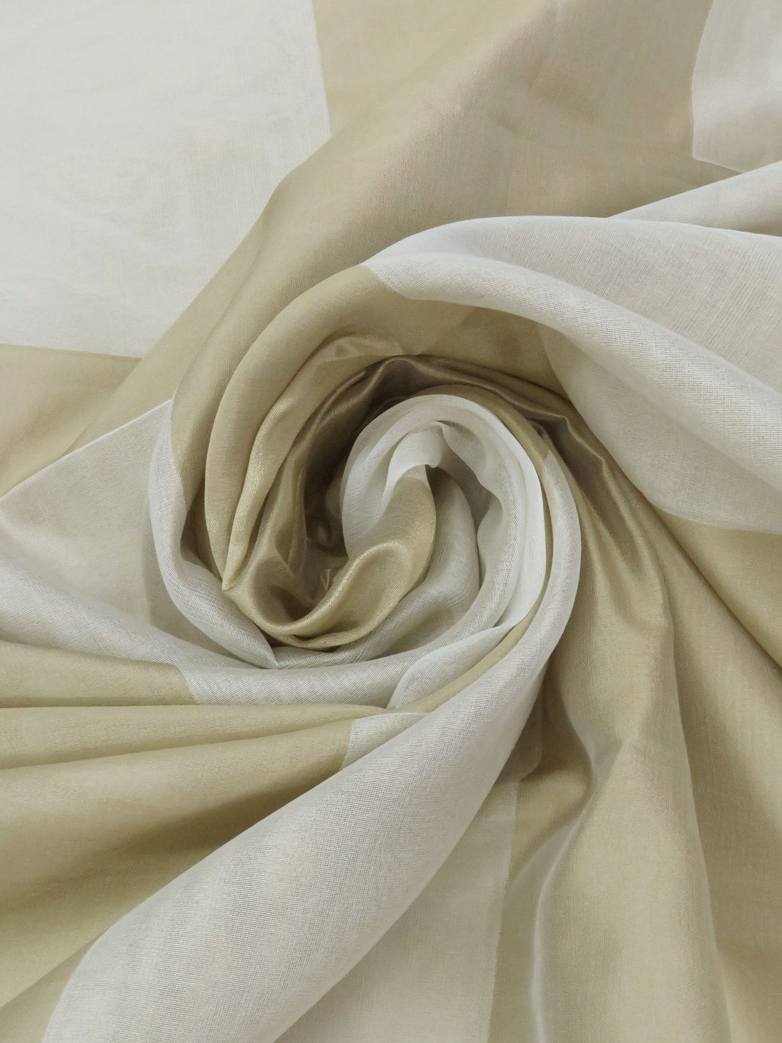 Bronze Sage/Dusty Parchment 100% Silk Large Geometric Double Weave Organza 55W