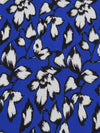 Cobalt Blue/Chalk White/Black Polyester/Lycra Floral Print ITY Knit 56W