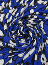 Cobalt Blue/Chalk White/Black Polyester/Lycra Floral Print ITY Knit 56W