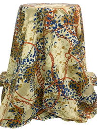 Golden Brown/Dark Royal Blue/Multi 100% Polyester Chains Over Animal Print Crepe de Chine 59W