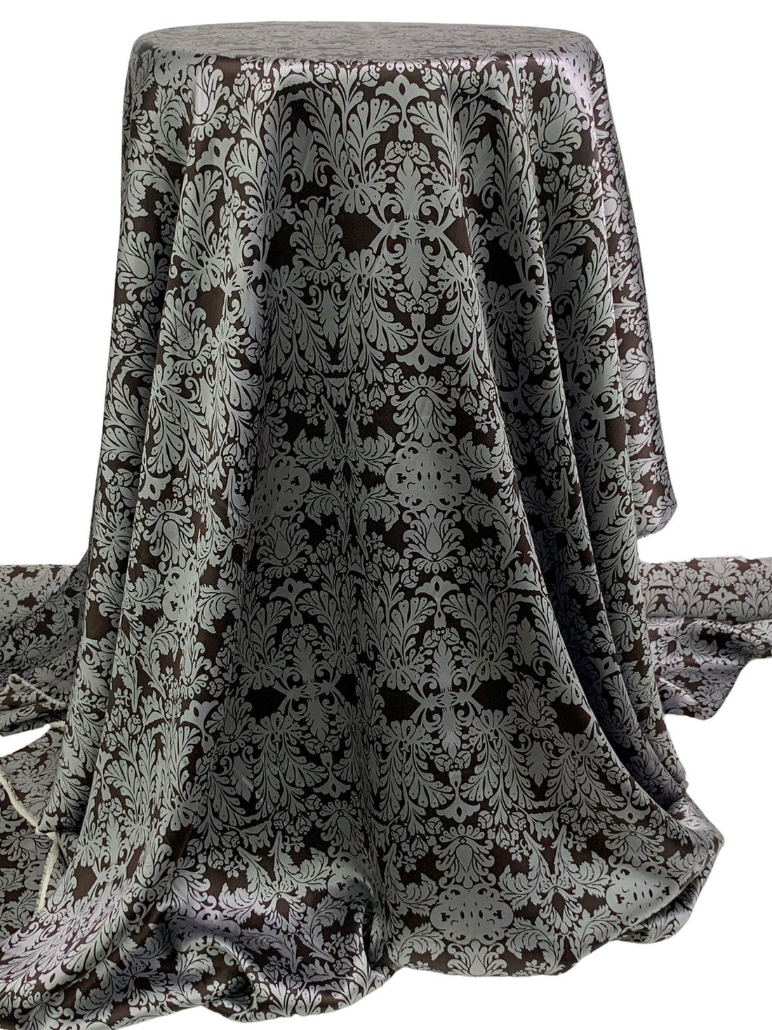 Nickel/Burnt Umber 100% Silk Damask Print Charmeuse - NY Designer - 44W