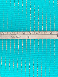 Turquoise/Gold Silk/Metallic Vertical Metallic Stripe Horizontal Crinkle Charmeuse - NY Designer - 45W