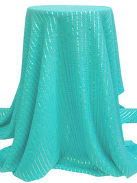 Turquoise/Gold Silk/Metallic Vertical Metallic Stripe Horizontal Crinkle Charmeuse - NY Designer - 45W