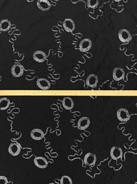 Black/Silver 100% Polyester Embellished Wavy Loop Crinkle Taffeta 55W