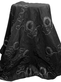 Black/Silver 100% Polyester Embellished Wavy Loop Crinkle Taffeta 55W