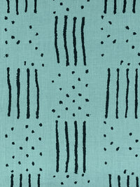 Robin Egg Blue/Black 100% Linen Dots & Dashes Print Linen 56W