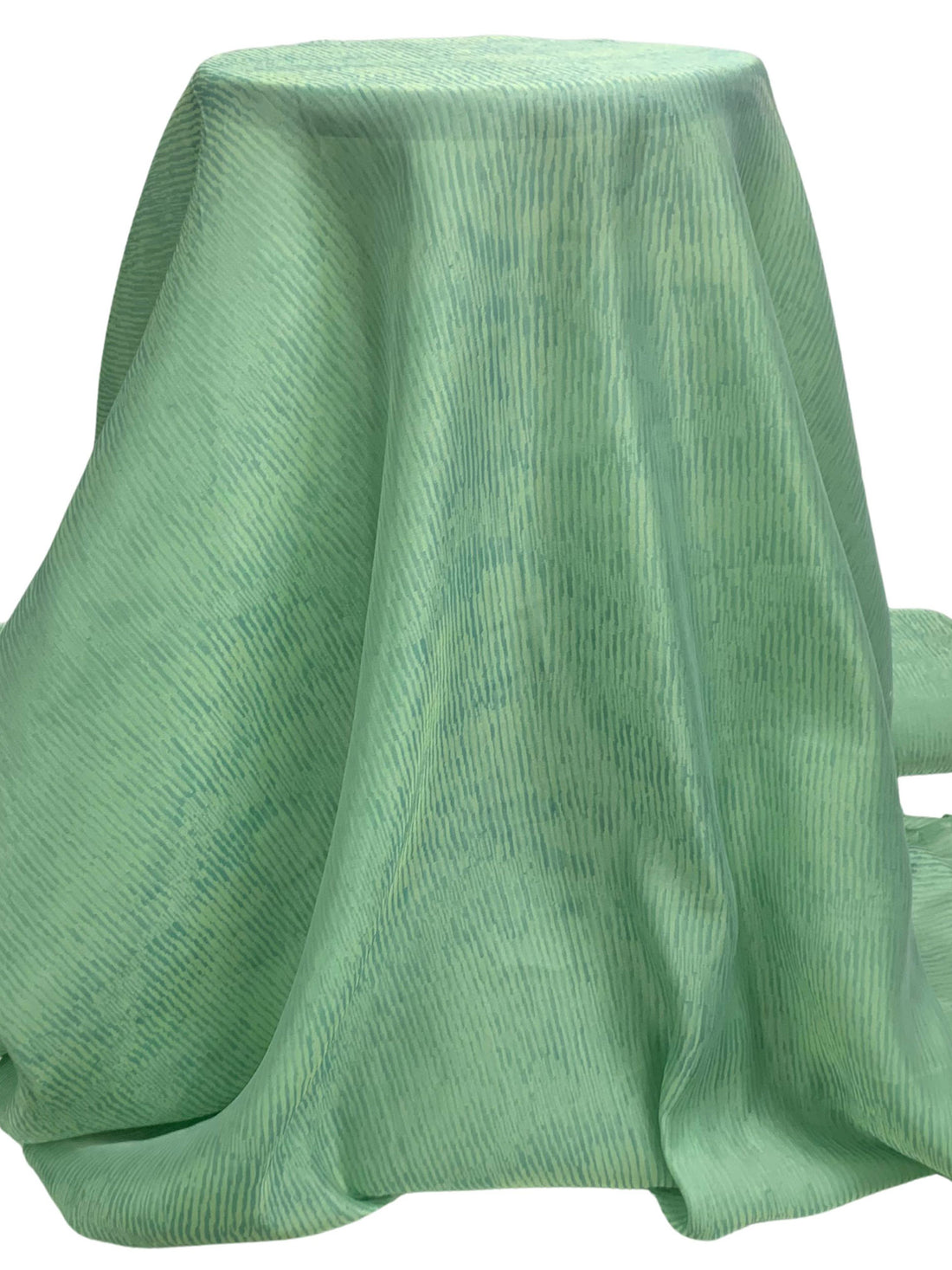 Sea Green/Cool Teal 100% Polyester Vertical Broken Ripple Weave Organza 130W