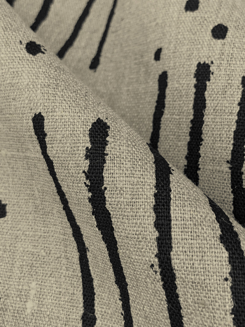 Taupe/Black 100% Linen Dots & Dashes Print Linen 56W