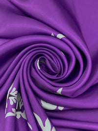 Royal Purple/Mist 100% Silk Abstract Bird Print Twill - NY Designer - 45W