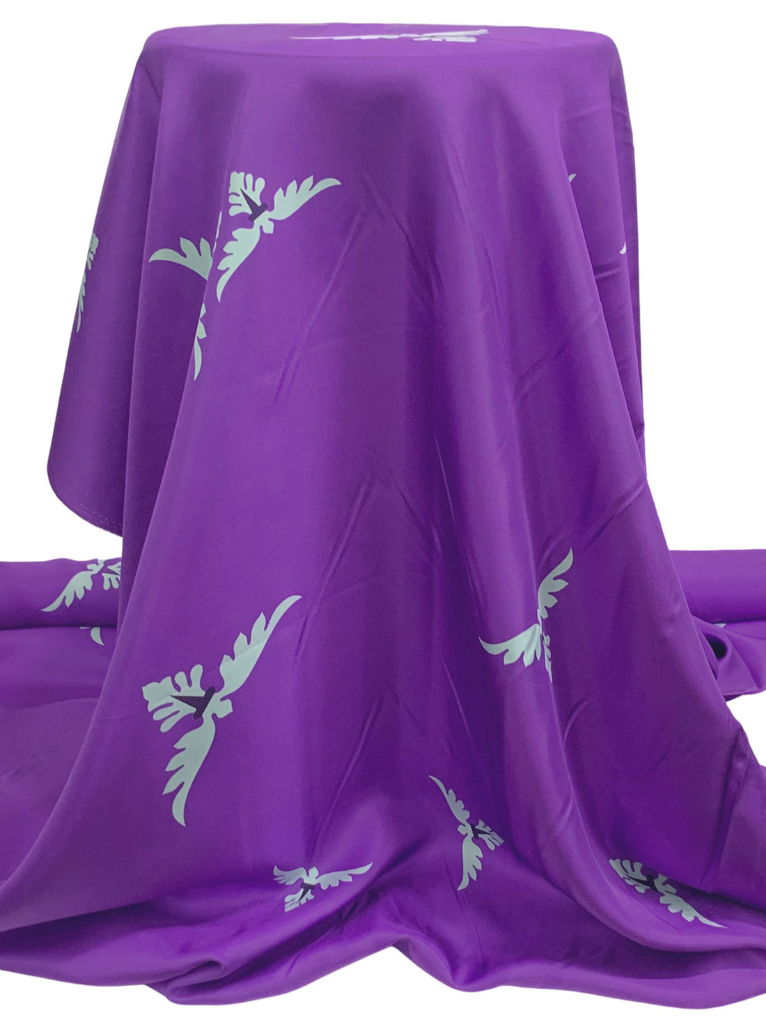 Royal Purple/Mist 100% Silk Abstract Bird Print Twill - NY Designer - 45W