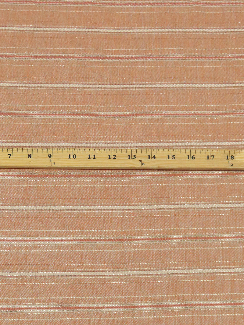 Carrot/Oatmeal/Gold/Multi Linen/Lurex Horizontal Stripe Weave Linen 60W