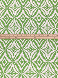 Vine Green/White 100% Silk Abstract Medallion Print Twill - NY Designer - 44W