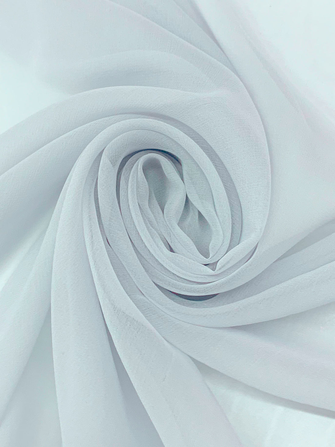 Pale Frost Blue 100% Silk Georgette - NY Designer - 44W