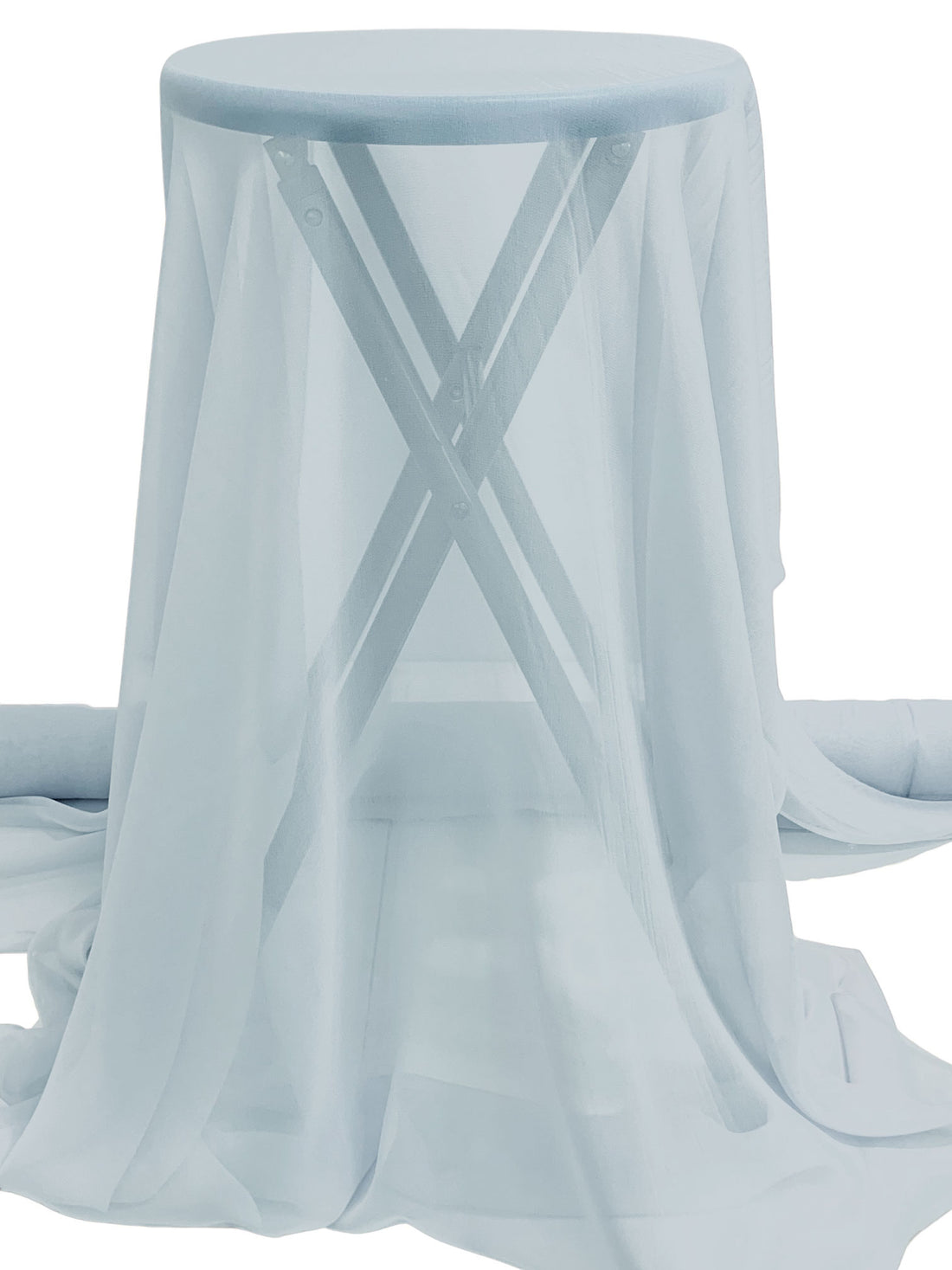 Pale Frost Blue 100% Silk Georgette - NY Designer - 44W