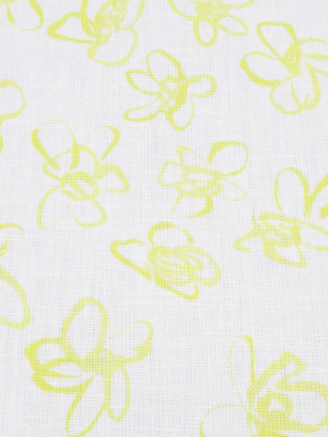 White/Light Pineapple Yellow 100% Linen Freehand Floral Print Linen 60W