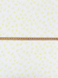 White/Light Pineapple Yellow 100% Linen Freehand Floral Print Linen 60W