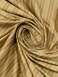 Tan/Earth Brown 100% Silk Vertical Stripe Taffeta - NY Designer - 54W
