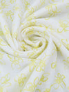 White/Light Pineapple Yellow 100% Linen Freehand Floral Print Linen 60W