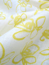 White/Light Pineapple Yellow 100% Linen Freehand Floral Print Linen 60W