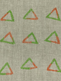 Taupe/Off-White/Moss Green 100% Linen Triangles Print Linen 58W