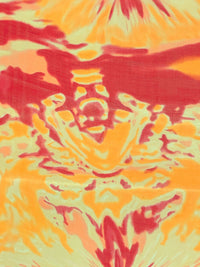 Marigold/Deep Strawberry/Multi 100% Silk Abstract Print Chiffon - NY Designer - 55W