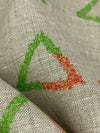 Taupe/Off-White/Moss Green 100% Linen Triangles Print Linen 58W