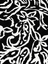 Black/White 100% Linen Abstract Paisley Floral-Look Print Linen 58W