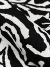 Black/White 100% Linen Abstract Paisley Floral-Look Print Linen 58W