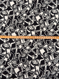 SOLD AS IS ONLY - Black/Beige 100% Linen Abstract Print 58W