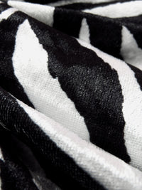 Black/White Polyester/Lycra Zebra Print Crushed Stretch Velvet Knit 60W