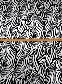 Black/White Polyester/Lycra Zebra Print Crushed Stretch Velvet Knit 60W