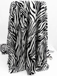 Black/White Polyester/Lycra Zebra Print Crushed Stretch Velvet Knit 60W