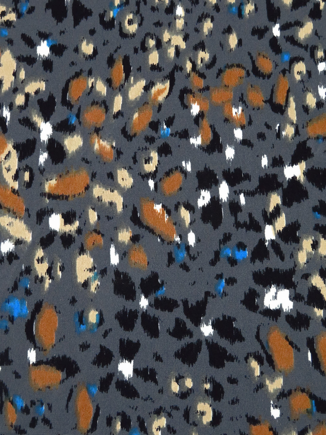 Smoke Gray/Black/Camel/Azure Polyester/Lycra Weathered Floral Print ITY Knit - NY Designer - 56W