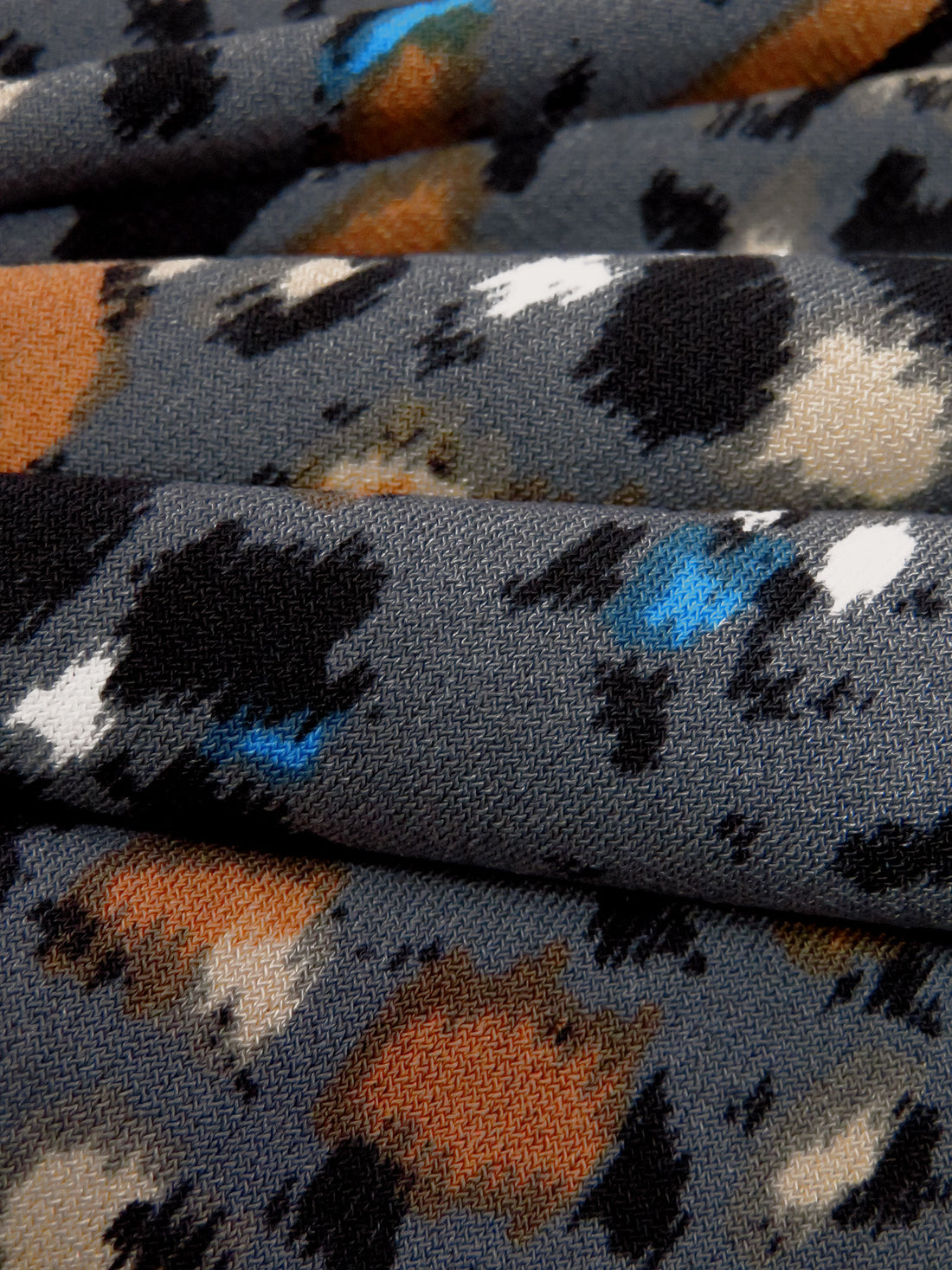 Smoke Gray/Black/Camel/Azure Polyester/Lycra Weathered Floral Print ITY Knit - NY Designer - 56W