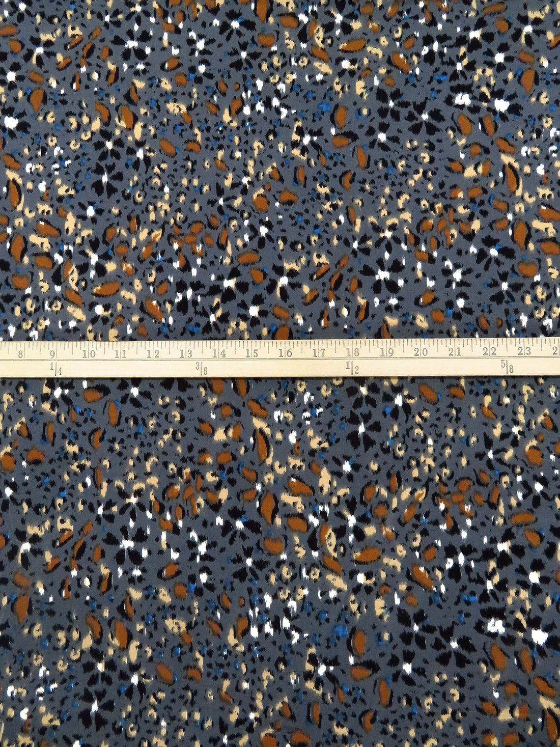 Smoke Gray/Black/Camel/Azure Polyester/Lycra Weathered Floral Print ITY Knit - NY Designer - 56W