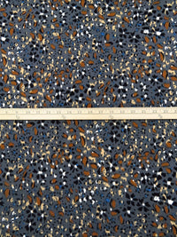 Smoke Gray/Black/Camel/Azure Polyester/Lycra Weathered Floral Print ITY Knit - NY Designer - 56W
