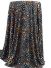 Smoke Gray/Black/Camel/Azure Polyester/Lycra Weathered Floral Print ITY Knit - NY Designer - 56W