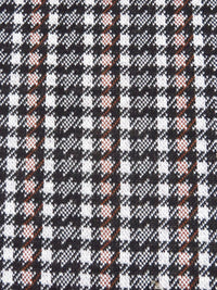 Black/White/Rust Brown Polyester/Lycra Plaid Weave Double Knit 58W