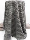 Black/White/Rust Brown Polyester/Lycra Plaid Weave Double Knit 58W