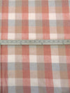 Oatmeal/Dusty Salmon/Sandy Tan 100% Linen Box Plaid Weave Shirt-Weight Linen - European Mill - 60W
