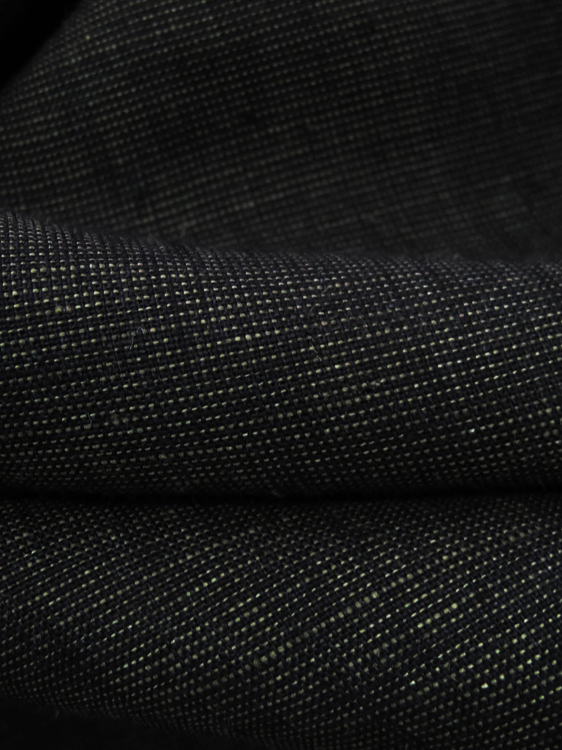 Muted Black/Dark Sage 100% Linen Cross-Dyed Linen Shirting - European Mill - 60W