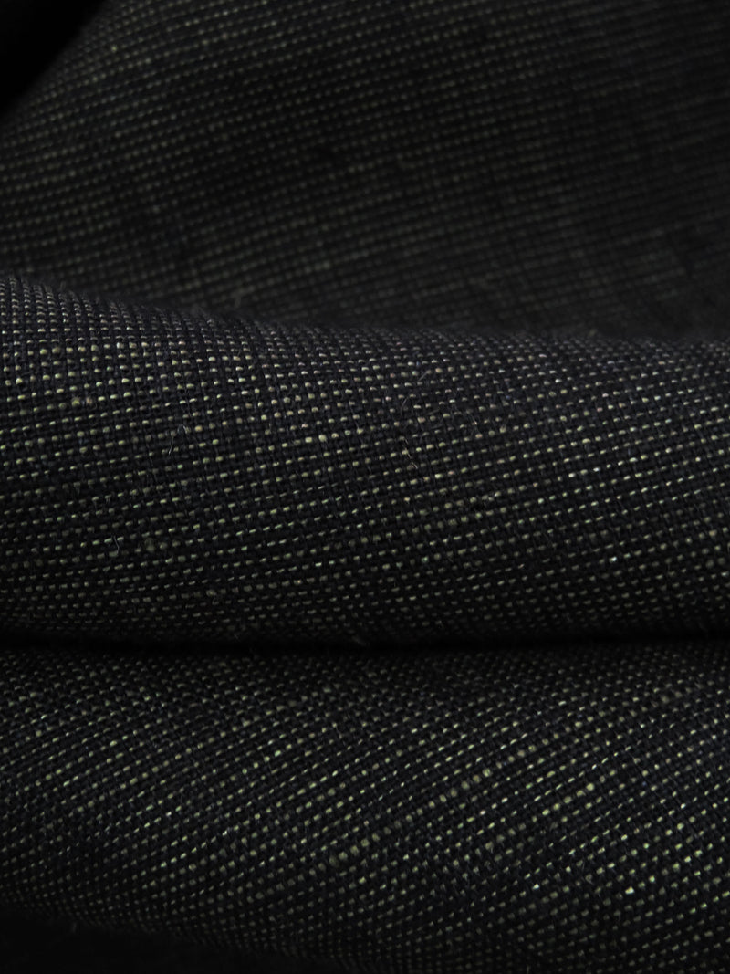 Muted Black/Dark Sage 100% Linen Cross-Dyed Linen Shirting - European Mill - 60W