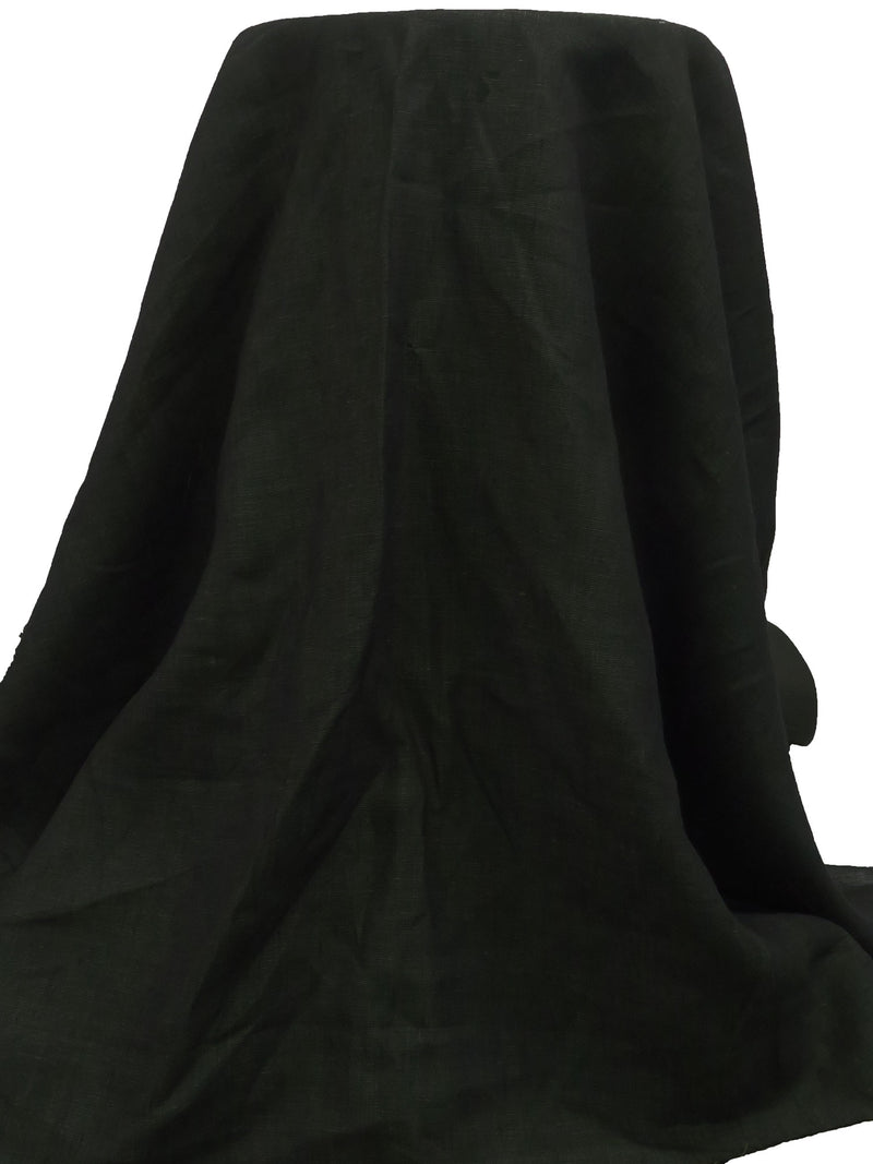 Muted Black/Dark Sage 100% Linen Cross-Dyed Linen Shirting - European Mill - 60W