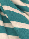 Deep Teal Blue/Ivory Rayon/Lycra Horizontal Stripe Jersey Knit 60W