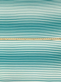 Deep Teal Blue/Ivory Rayon/Lycra Horizontal Stripe Jersey Knit 60W